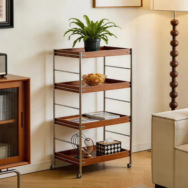 4 Tier Metal With Wheels Kitchen Fruit Vegetable Rack Sofa Coffee Tea Table Bedroom Bedside Organizer Stand Snack Trolley Shelf