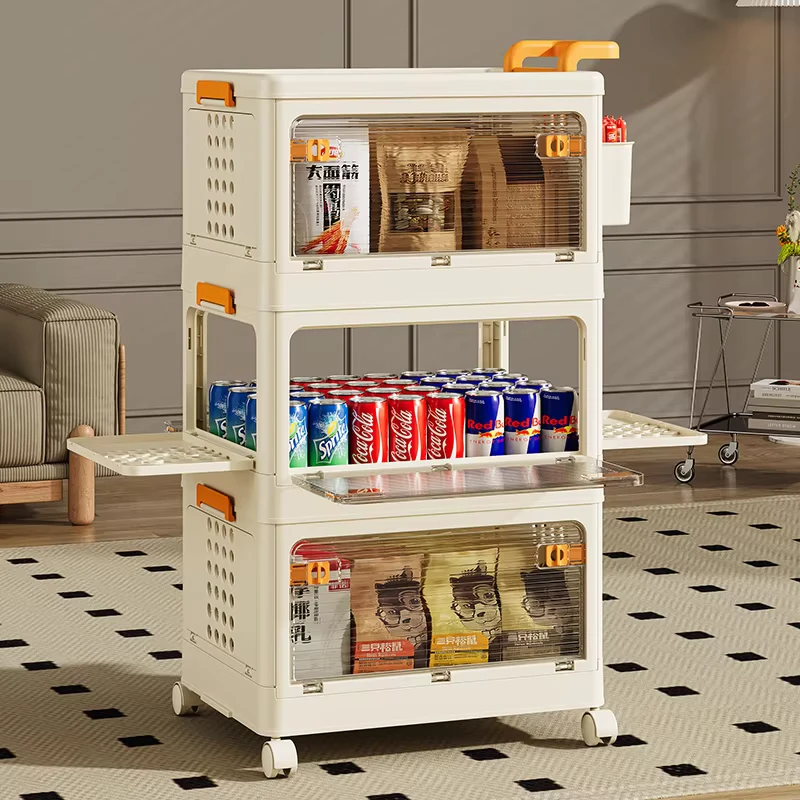 4 Tier Multi Functional Storage Trolley Movable Storage Shelves Organizer with Lockable Wheels Rolling Utility or Kitchen Cart