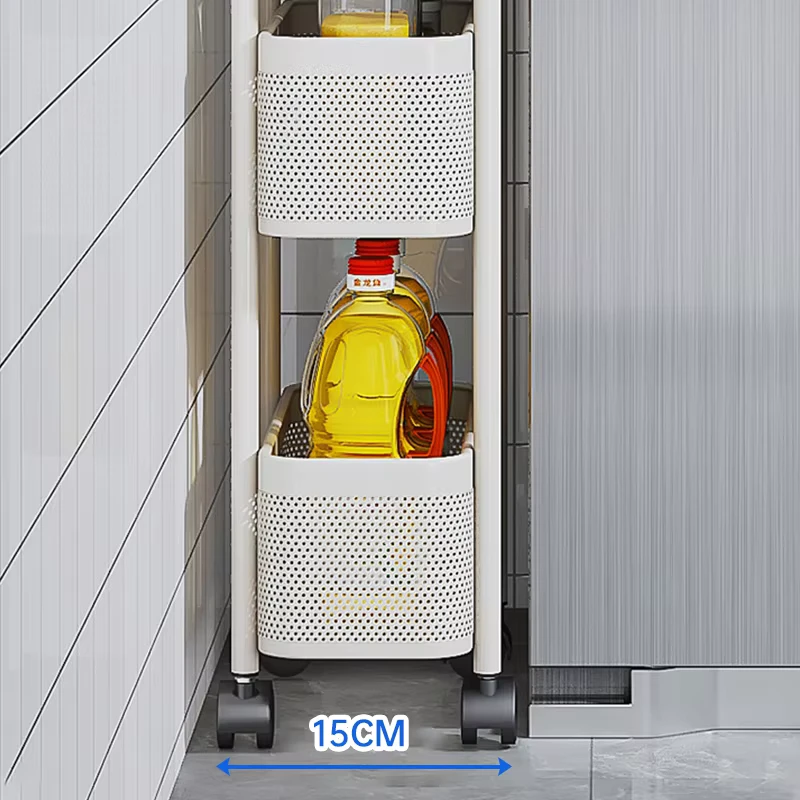 4 Tier Removable Metal Rolling Cart Trolley with Spice Storage for Kitchen Bathroom & Living Room