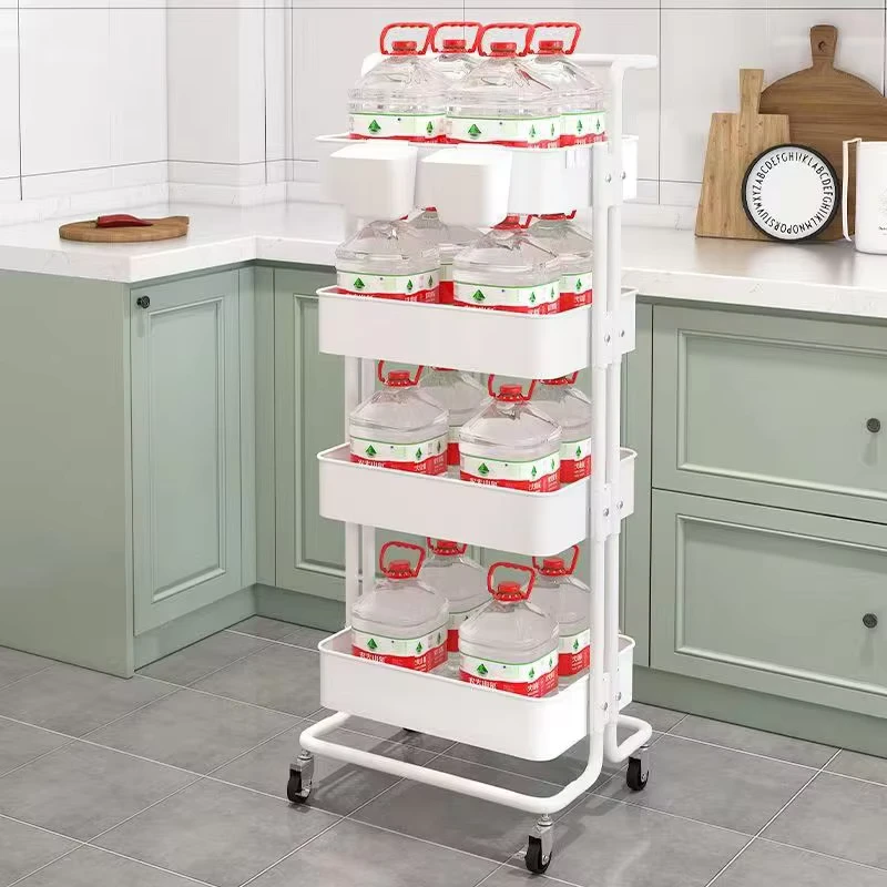 4 Tier Rolling Utility Cart with Wheels Space Saving Metal Storage Organizer for Kitchen Bathroom Laundry Pantry Small Apartment