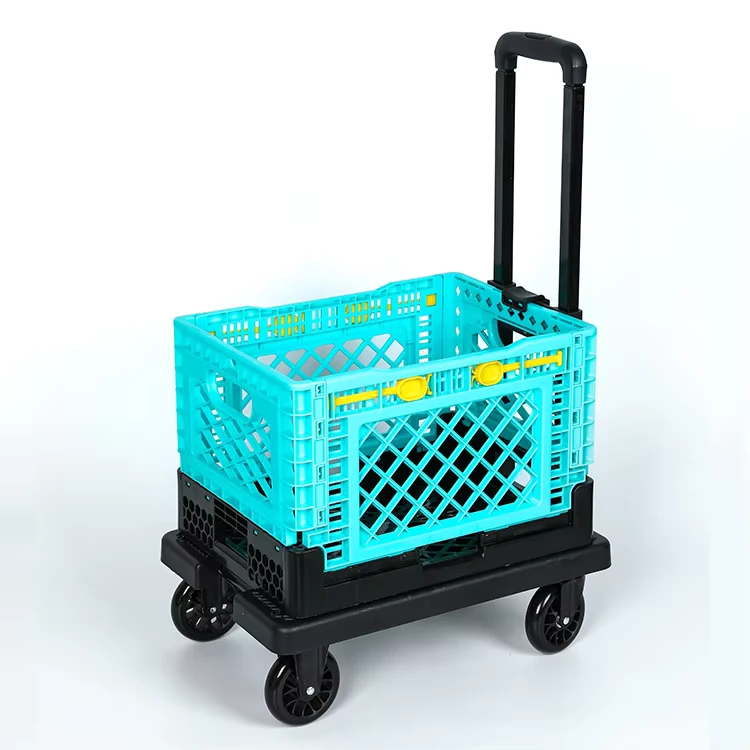 4 Universal Wheels Folding Shopping Trolleys Hand Cart for Groceries Household Personal Utility Metal Plastic 40kg
