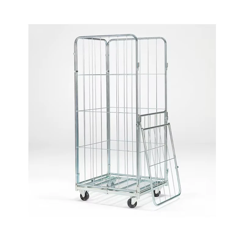 4 Wheel Collapsible Warehouse Heavy Duty 500kg Platform Steel Logistics Roll Cart Cage Trolley Container
