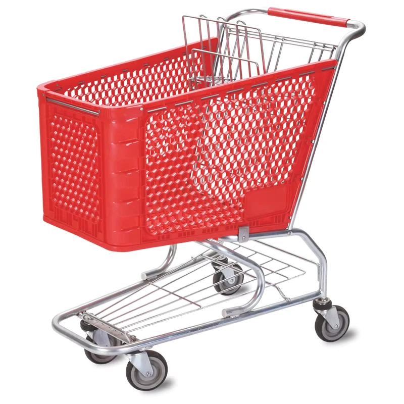 4 Wheel Comfortable Swivel Supermarket Shopping Trolley Carts with Child Seat