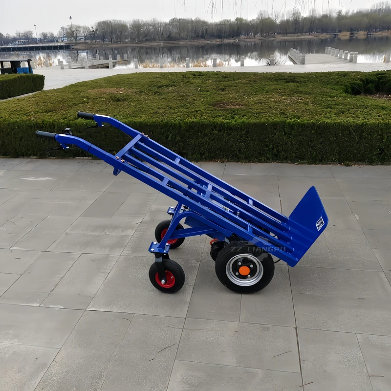 4 Wheel Electric Hand Cart Trolley For Construction Site Transport Platform Cement Home Agricultural Electric Hand Truck