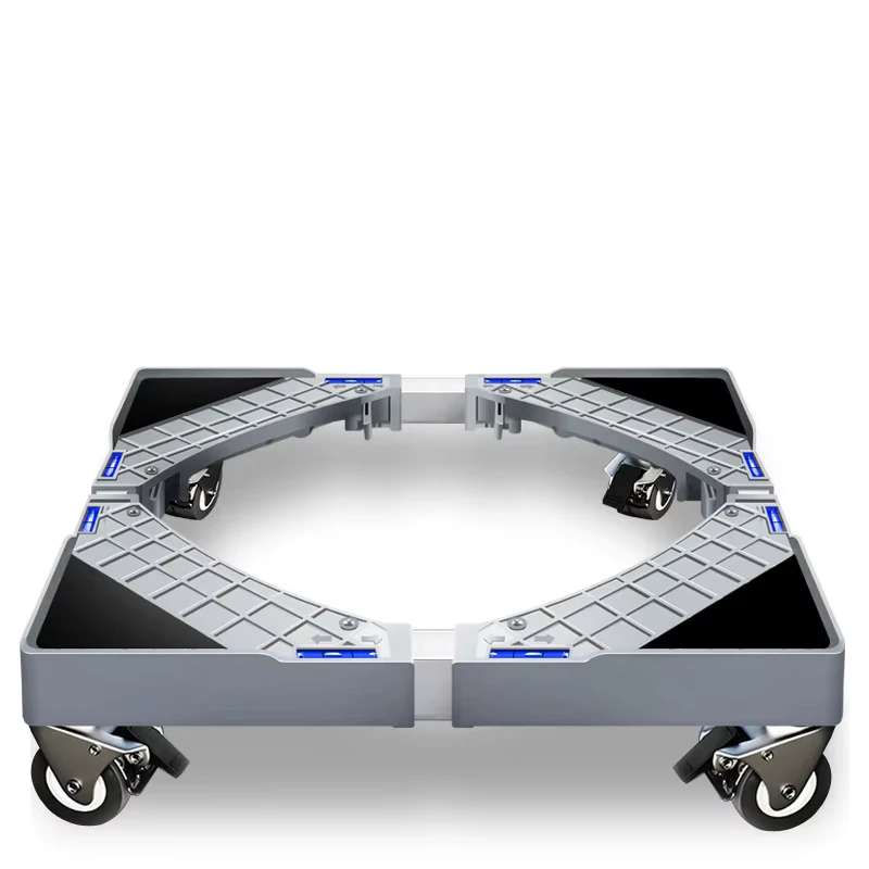 4-Wheel Manual Furniture Trolley Storage Rack with PP Material Easy to Install Base Stand for Washing Machines Brakes
