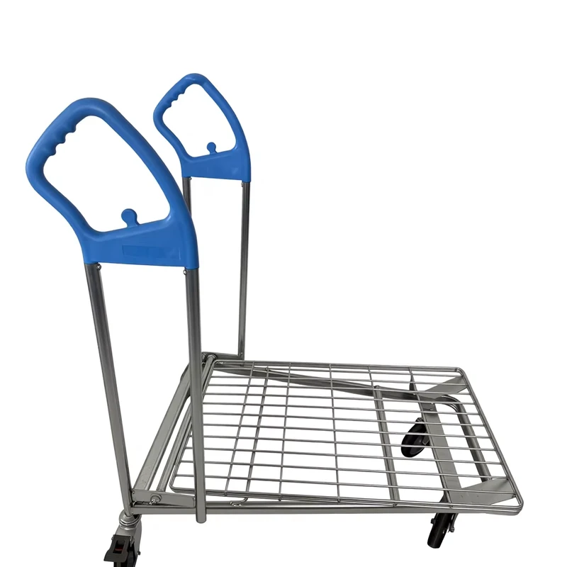 4 Wheel Platform Cart Supermarket Cargo Storage Trolley Cart with Big Handle