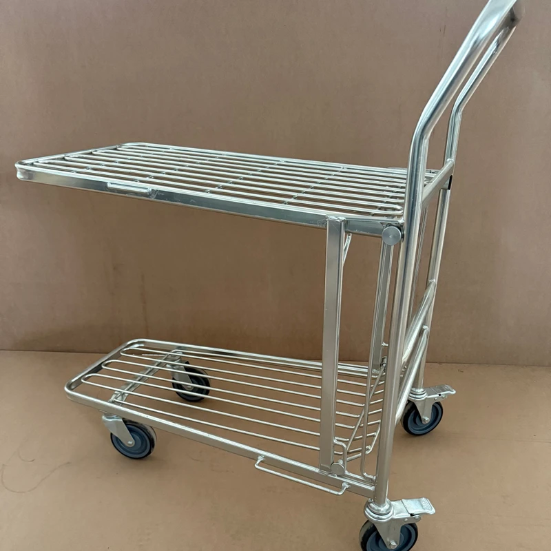 4 Wheel Platform Cart Supermarket Cargo Storage Trolley For Order Picking