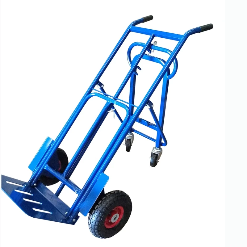 4-Wheel Steel Warehouse Hand Cart Portable Utility Trolley