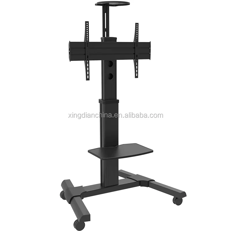 4 Wheeled Household Mobile TV Cart for 32 70″ LCD TVs Height Adjustable & Swivel Base Home Office Living Room Trolley Stand