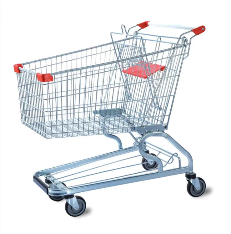 4 Wheels American Style Supermarket Steel Grocery Trolley Shopping Carts Sale