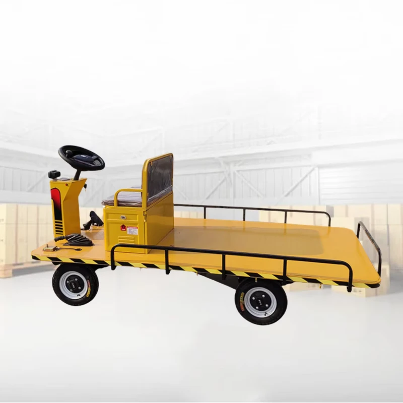 4 Wheels Electric Flatbed Truck Warehouse Carrying Handing Electric Hand Trolley Platform Cart for Cargo Use