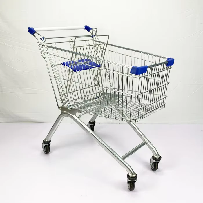 4 Wheels European Style 125L Steel Store Supermarket Shopping Cart Trolley with Child Seat