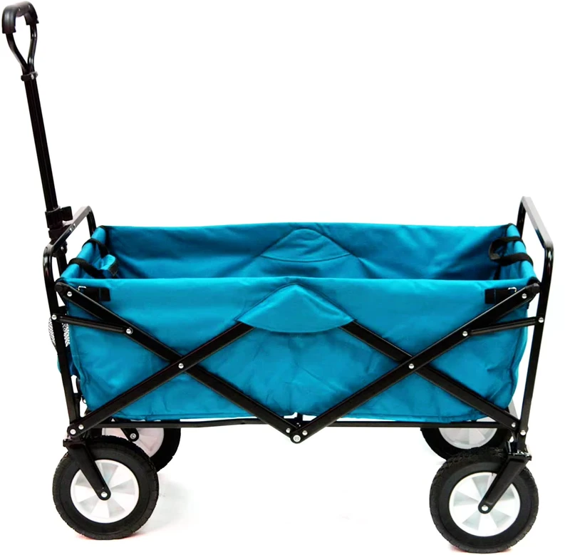 4 Wheels Folding Wagon Cart Outdoor Hand Truck Trolley Cart Camping Trolley Fishing Wagon Cart