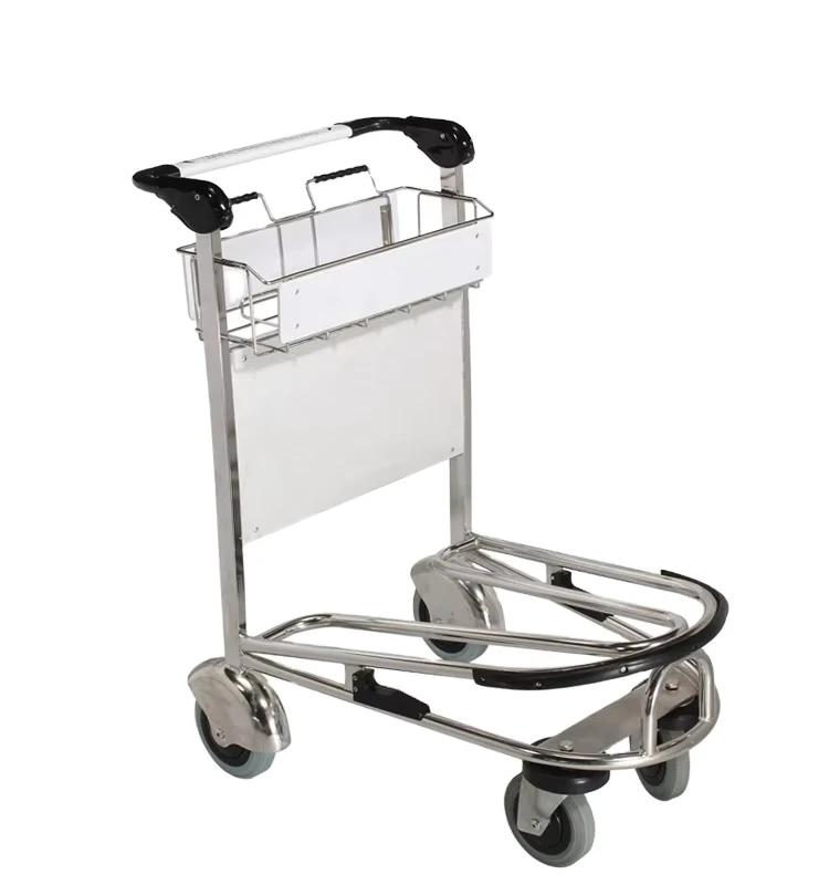 4 Wheels Stainless Steel Airport Luggage Trolley