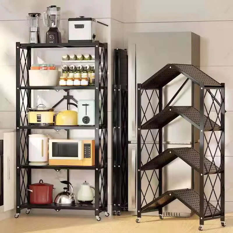 4 tier Metal Rolling Storage Organizer Vegetables Kitchen Trolley Household Hand Storage Cart