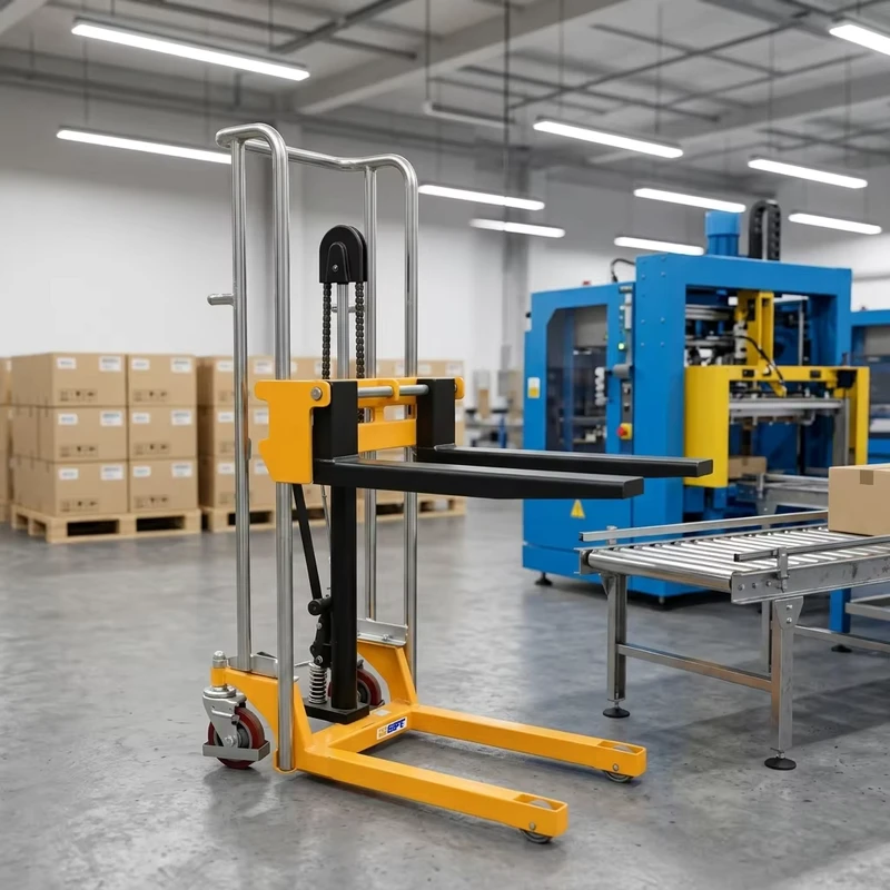 400kg 850 1200 1500mm Portable Hydraulic Pallet Lifter Chrome Frame Manual Hand Forklift Stacker with Sliding Forks