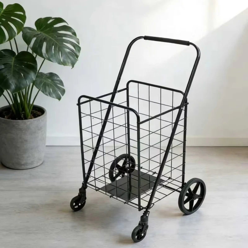40KGS Factory Custom Portable Folding Shop Trolley Cart for Supermarkets for Home Use with Bottom Iron Plate Support