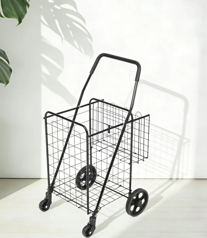 45KGS Portable Folding Shop Trolley Cart for Supermarkets for Home Use with Bottom Iron Plate Support