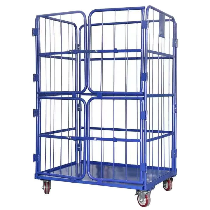 4sided Collapsible Transportation Storage Steel Roll Cage Trolley with Wheels Roll Container