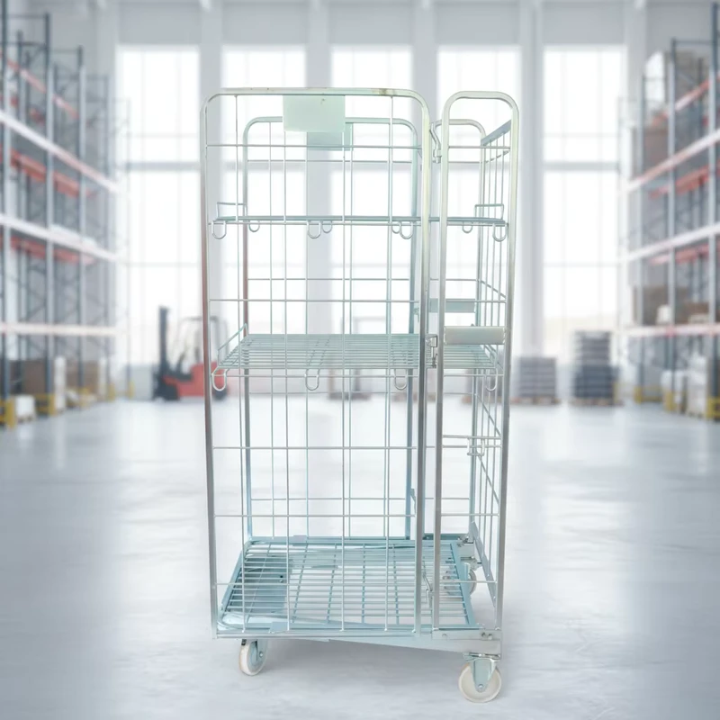 4×4 Heavy Duty Roll Cage Pallet with Foldable Sides for Industrial Storage and Efficient Space Saving