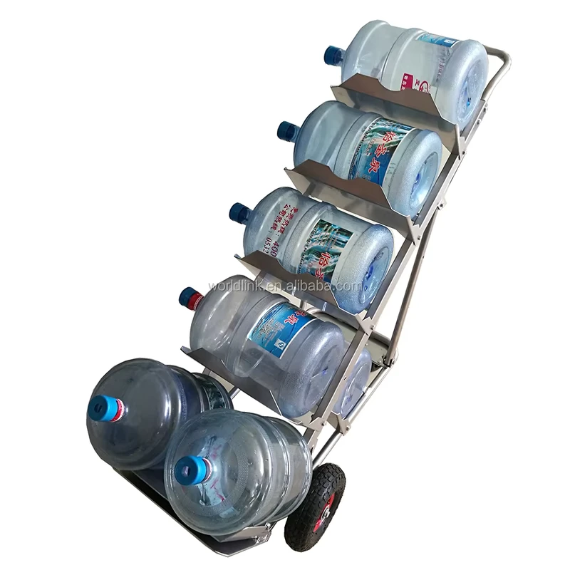 5-7pcs Gallon Water Bottle Storage Platform Cart with Four-Wheels Heavy Duty Hand Trolley