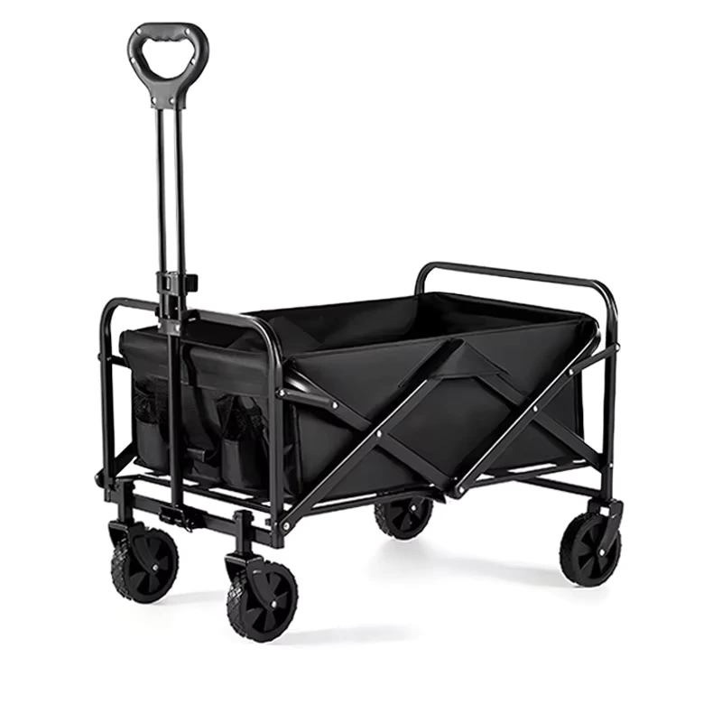 5 Inch Narrow Wheel Foldable Wagon Cart 100L Capacity Compact Folding Utility Cart for Camping Beach Factory Direct