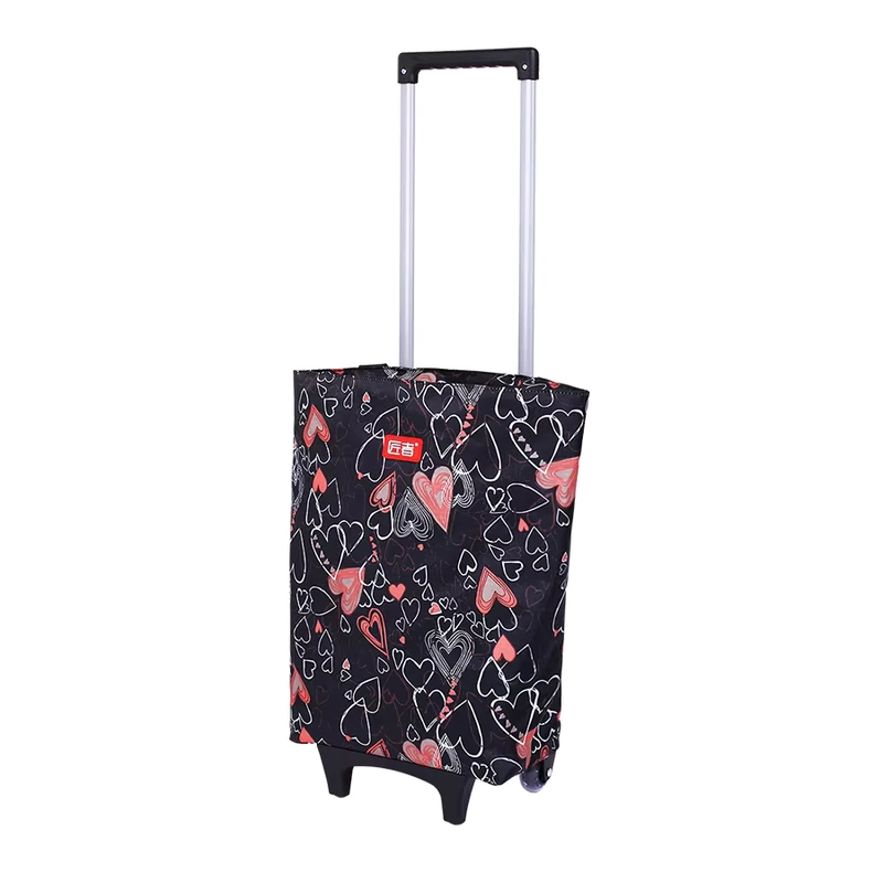 5.5 cm Pu 2 Wheel Folding Big Capacity Comfortable Rust-proof Rod Waterproof Hand Pull Shopping Cart Trolley Bag