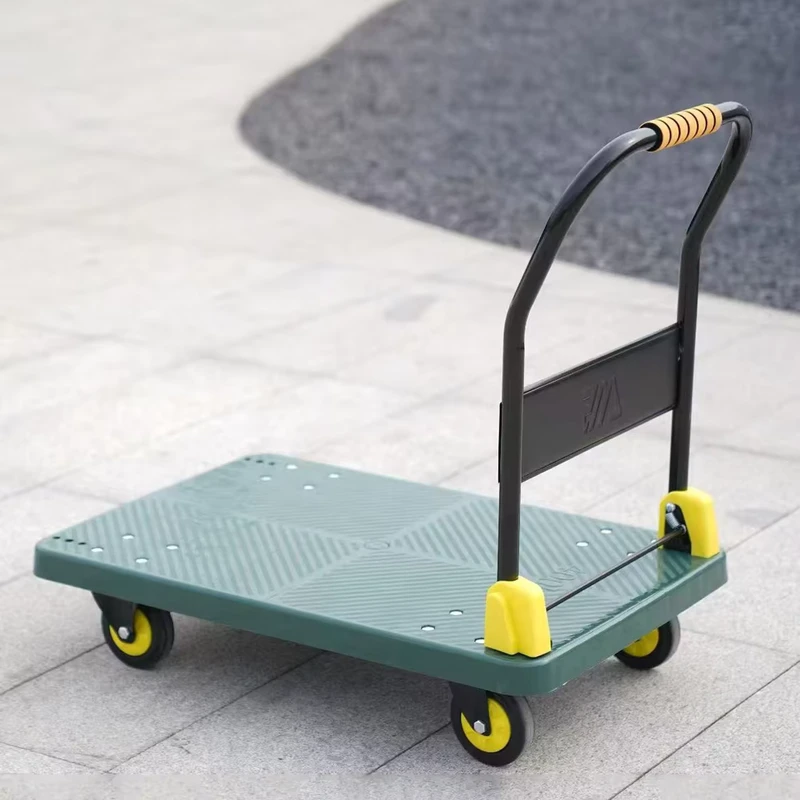 50*70cm 60*90cm Green Heavy Duty Industrial Warehouse Trolley Folding PP Plastic Hand Carts Trolleys Foldable Cart
