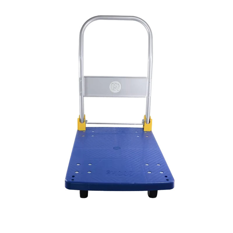 50*70cm 60*90cm PP Hand Carts & Trolleys Heavy Duty Plastic Folding Warehouse Platform Trolley with 4 Wheels