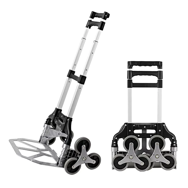 50 70kgs Medium Duty Foldable Hand Cart Silver Can Foldable Push Trolley with Light Duty Load Folding Shopping Cart Rubber 1 Set