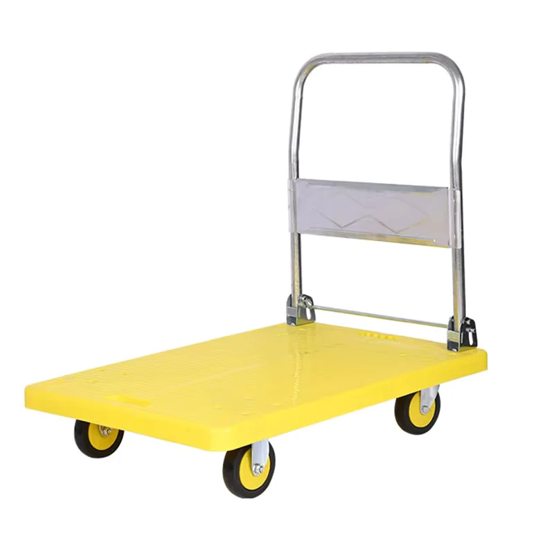 50*70mm Black Plastic Folding Four Wheel Platform Hand Trolley OEM Shopping Tools Cart