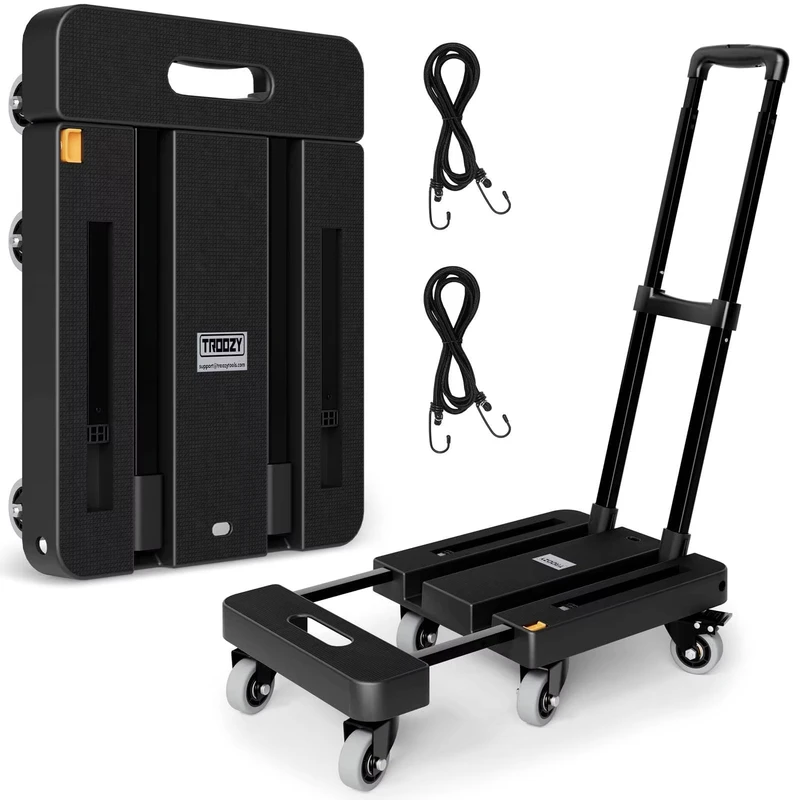 500LB Capacity Heavy Duty Folding Hand Truck 6-Wheel Portable Luggage Cart & Utility Dolly with Elastic Bungee Cords