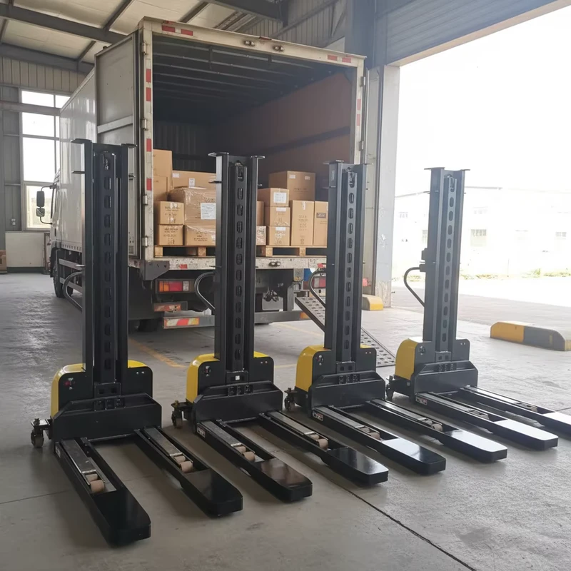 500kg 700kg 1 Ton 1.5ton Manual Forklift Lithium Battery Semi Electric Full Electric Portable Forklift Self Loading Stacker