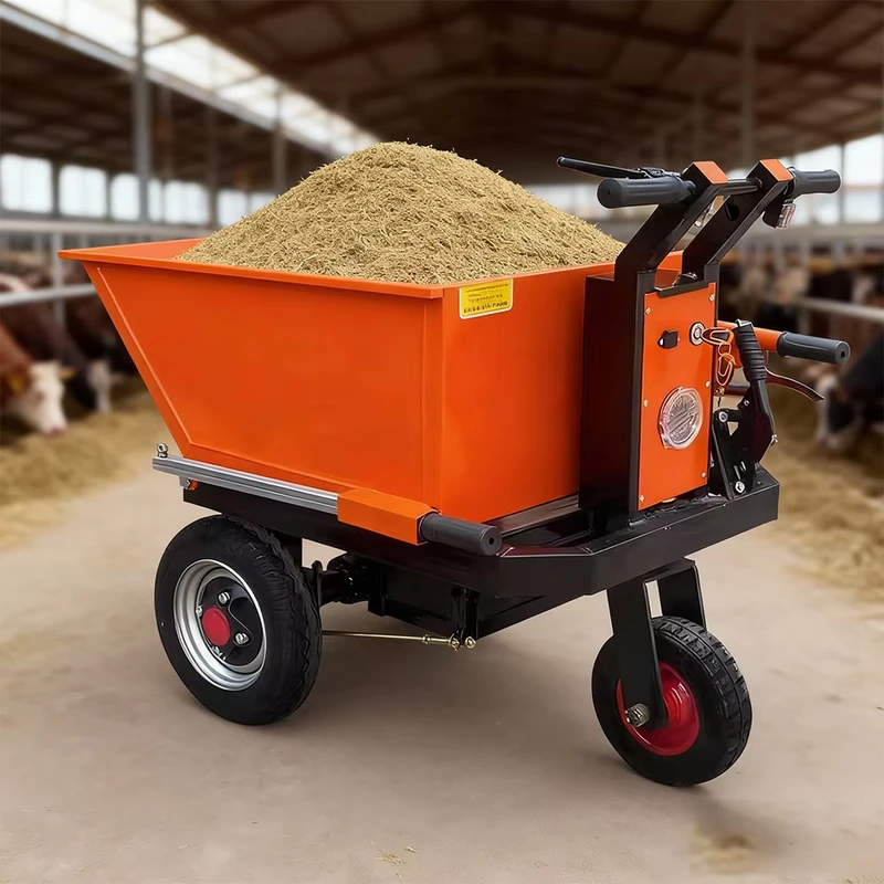 500kg Battery Powered Electric Tipper Cart 3-Wheel Hand Push Ash Hopper Engineering Vehicle for Farm Garden Warehouse