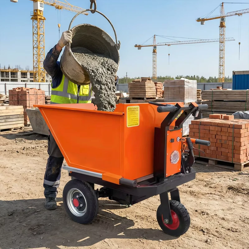 500kg Electric 3 Wheel Battery Wheelbarrow Rechargeable 48V Motorized Hand Push Cargo Tipper Engine for Heavy Duty