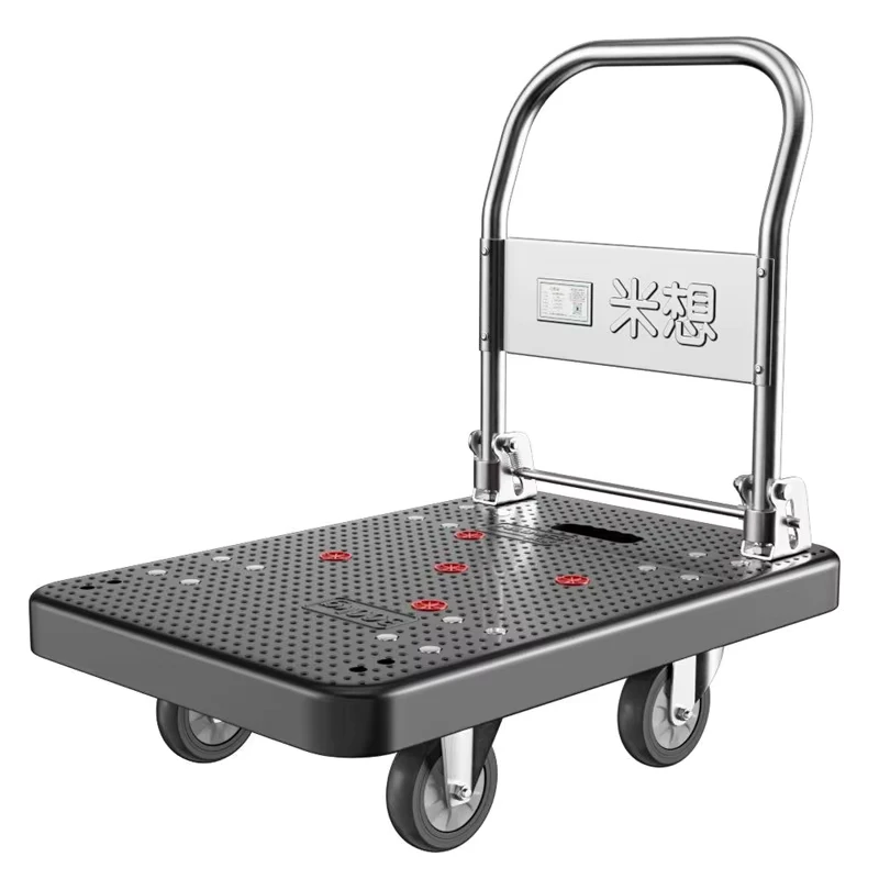 500kg Heavy Duty Four Wheel Foldable Portable Steel Platform Dolly Cart Push Hand Truck OEM Available