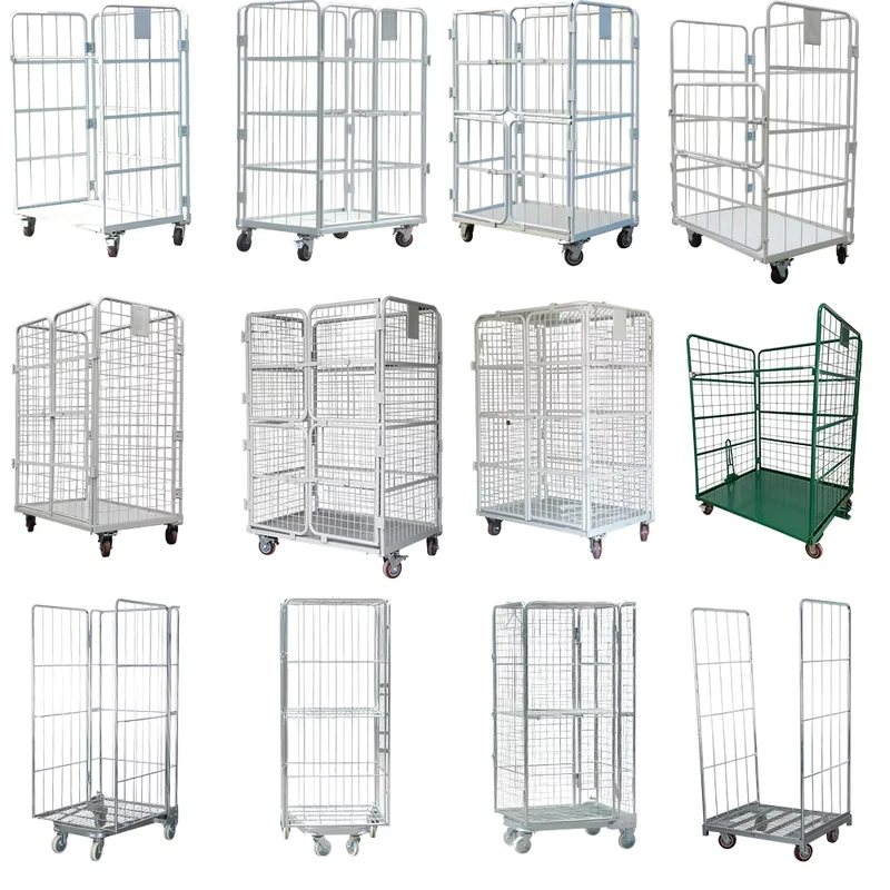 500kg Loading Capacity Supermarket Storage Rolling Cage Laundry Room Turnover Roll Container Collapsible Roll Trolley Cage