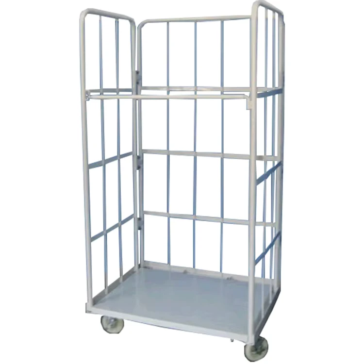 500kg Loading Capacity Supermarket Warehouse Portable Foldable Wire Roll Container Cage Trolley