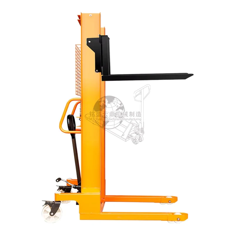 500kg Manual Hydraulic Forklift Stacker 90cm Fork Height for Small Shop Goods Sorting Lifting