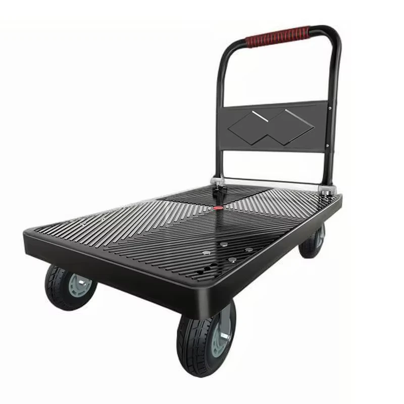 500kg Plastic Portable Warehouse Workshop Industrial Logistics Foldable 4 Wheel Platform Hand Push Cart Trolley