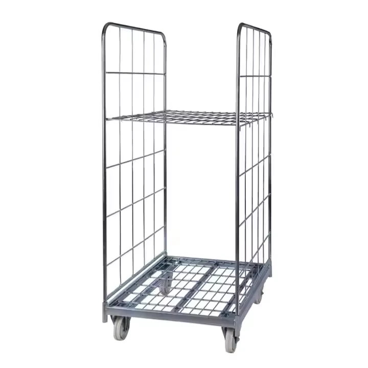 500kg Steel Storage Cages on Wheels Galvanized 4-Wheel Castor Roll Cage Trolley RCA-01
