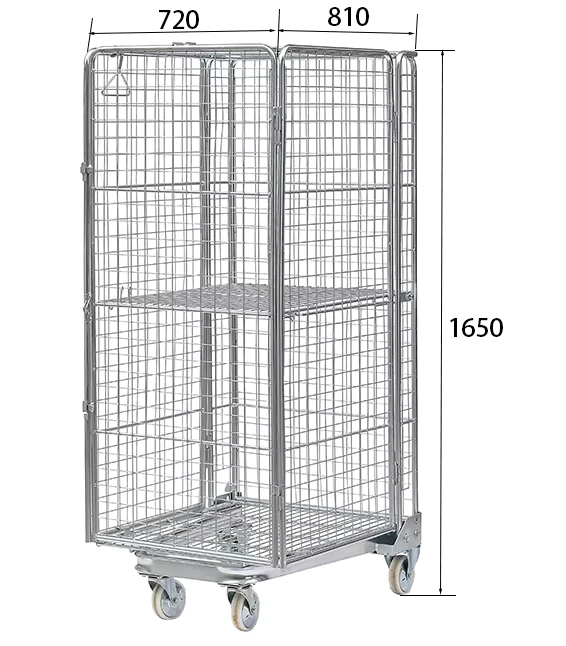 500kgs Loading Capacity Easy Moving U Type Rolling Cage Car Cargo Storage Rolling Container Foldable Roll Cage Trolley