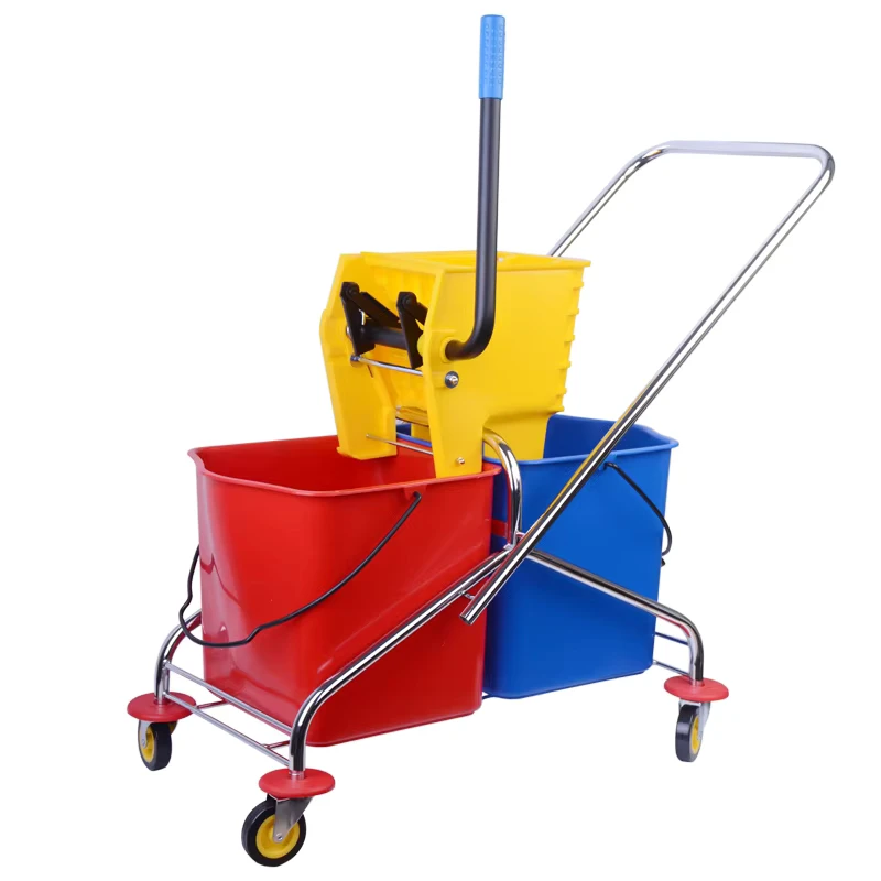50L Double Barrel Mop Wringer Trolley Dual Compartment Design for Clean Dirty Water Separation Heavy Duty