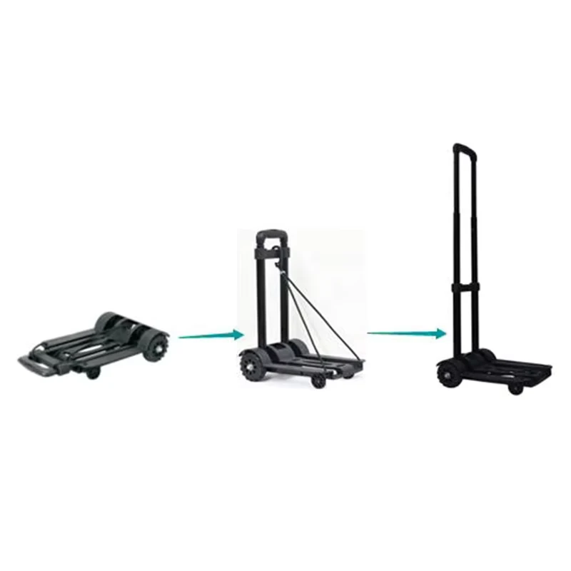 50kgs Folding Hand Truck 110lbs Mini Foldable Push Trolley Portable Plastic Luggage Cart Lightweight Steel Shopping Dolly