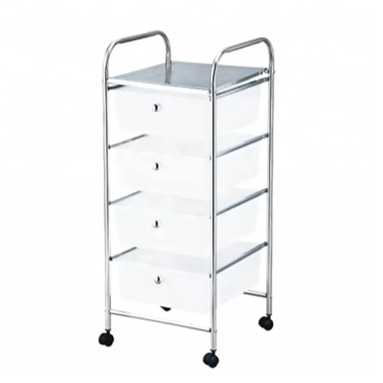 550 74 Household Utility 4 Tier Metal Wire Kitchen Storage Cart with Wheels