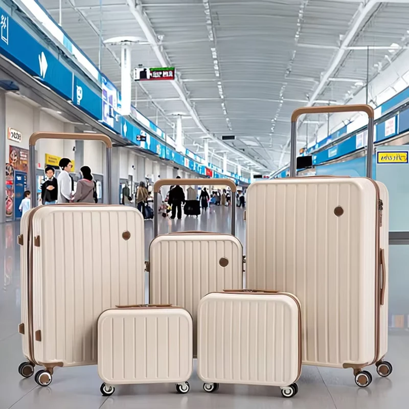 5pcs set PC Hard Shell Light Weight Luxury Suitcase Luggage Trolley USB Charging 360 Degree Universal Polyester