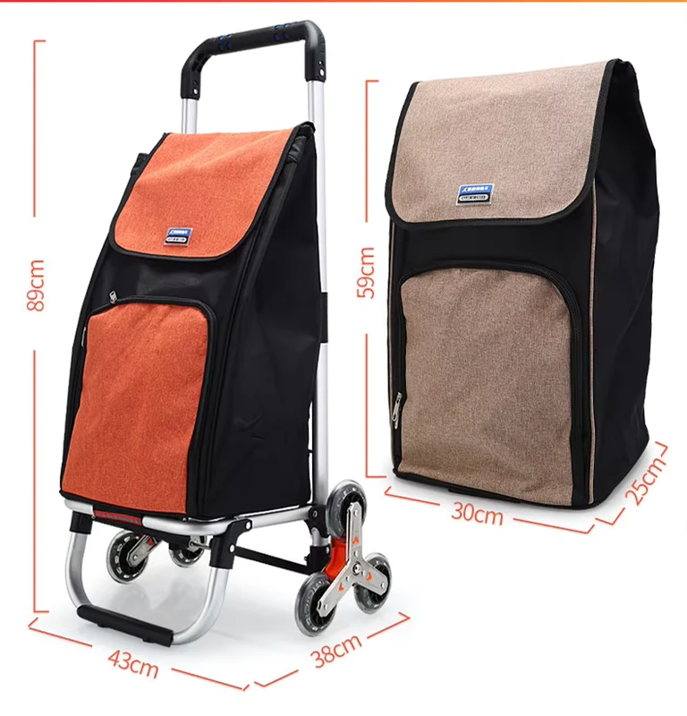 6 Plastic Wheels Stair Climb Supermarket Store Market Shopping Trolley Bag Folding Trolley Shopping Hand Cart