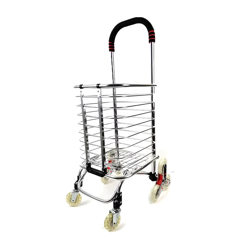 6 Wheeled Market Trolley Alum Shopping Cart Trolley Climbing Stair Folding Cart Bag Shopping Trolley