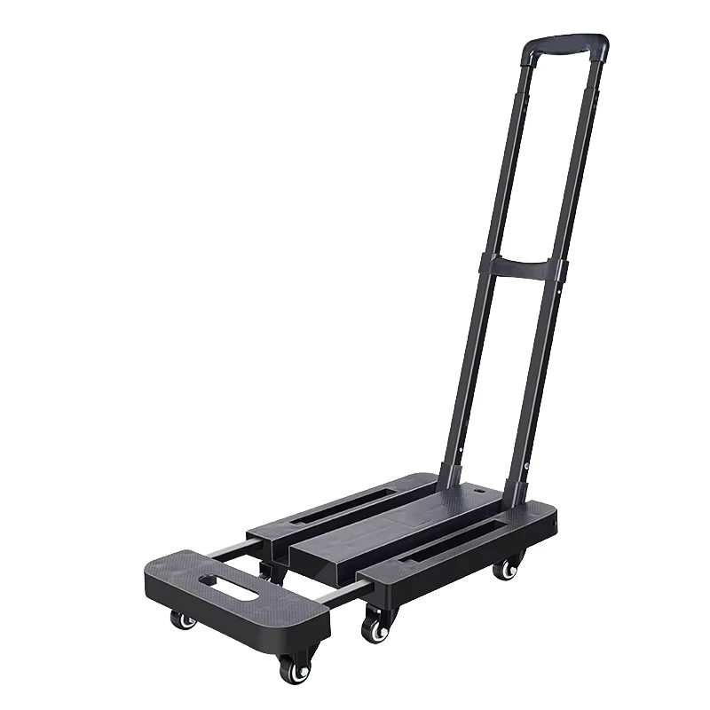 6 Wheels Fold up Hand Trolley Portable 440lbs Capacity Heavy Duty Plastic Luggage Cart
