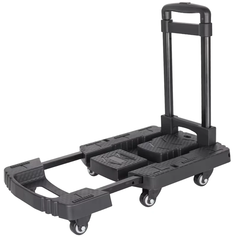 6 Wheels High Quality Foldable Platform Hand Truck Trolley Folding Plastic Loading Storage Platform Trolley